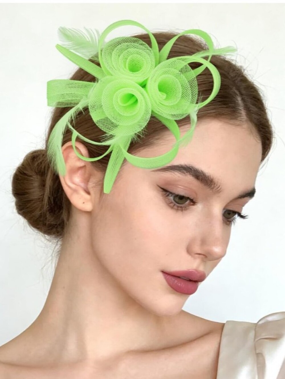 NEW! Lime Green Floral Fascinator Hat
